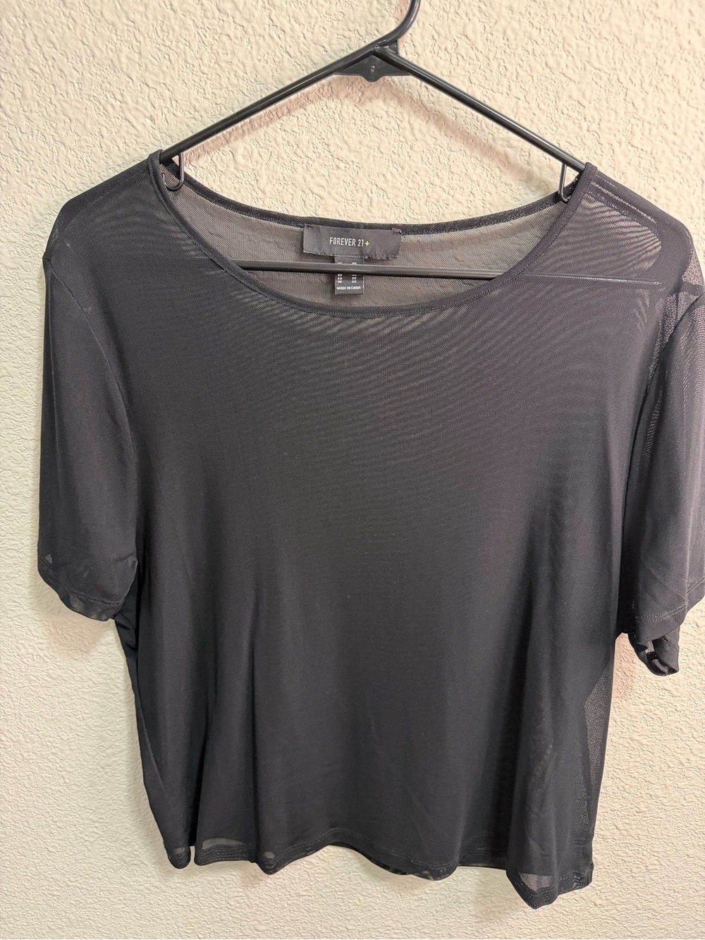 Forever 21 Black Sheer Short Sleeve Mesh Tee